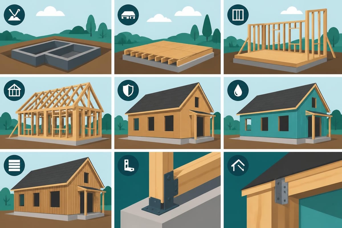 Technical timber frame construction sequence