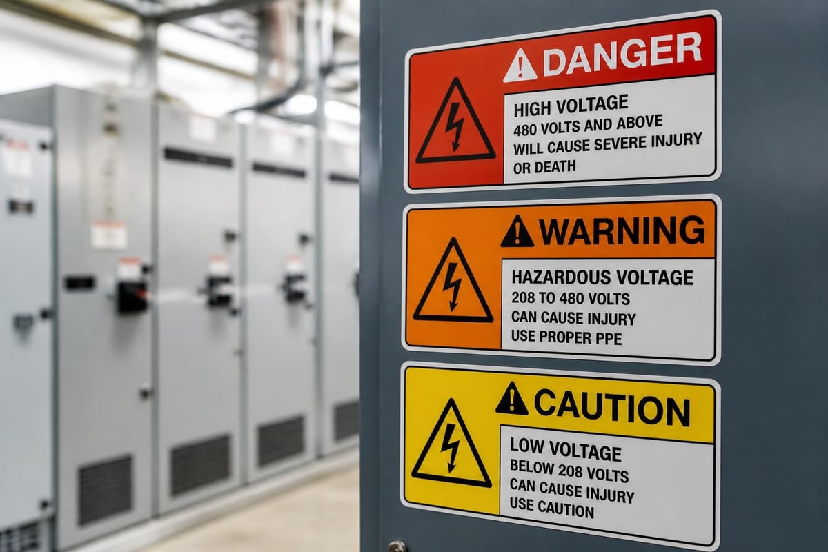 Signal word hierarchy for electrical signs