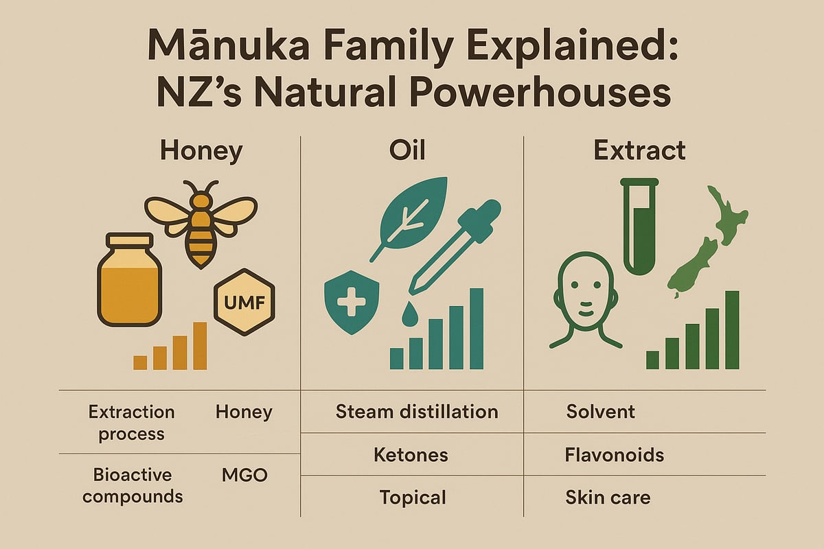 Understanding the Mānuka Family: Extract, Oil, and Honey Explained