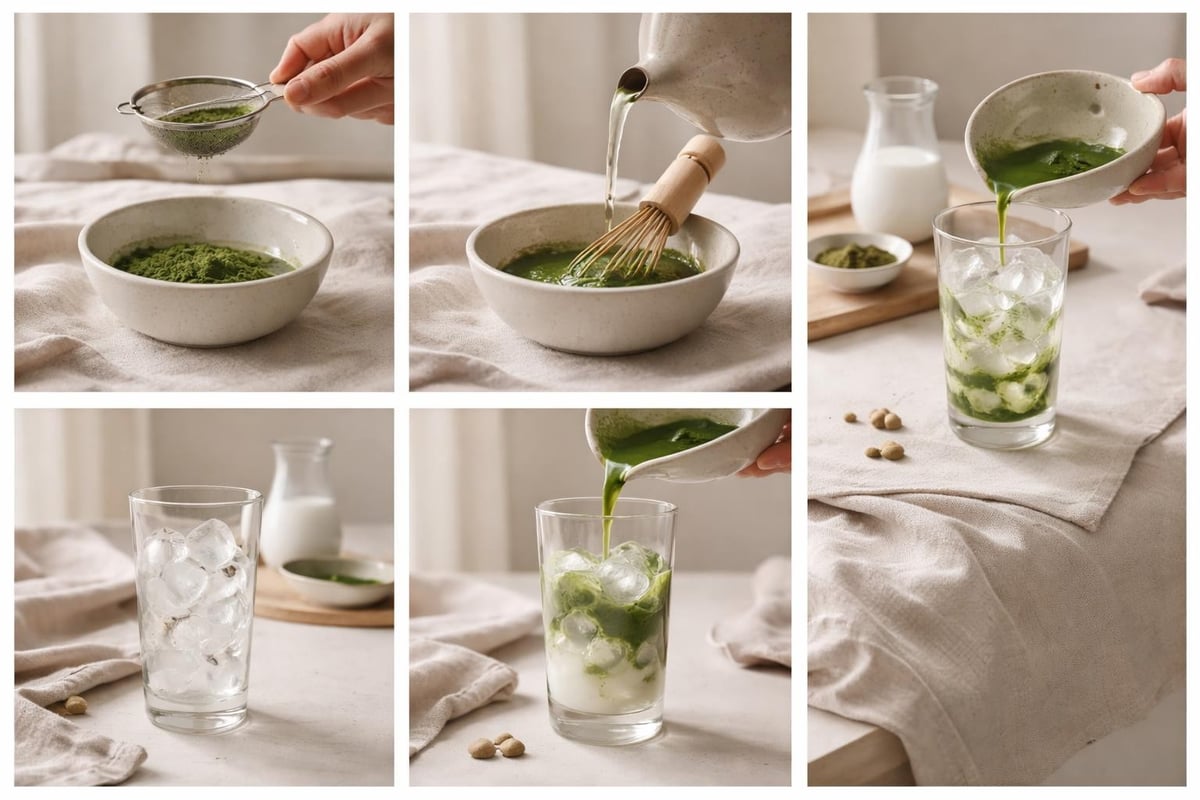 Iced Matcha Zubereitungsschritte