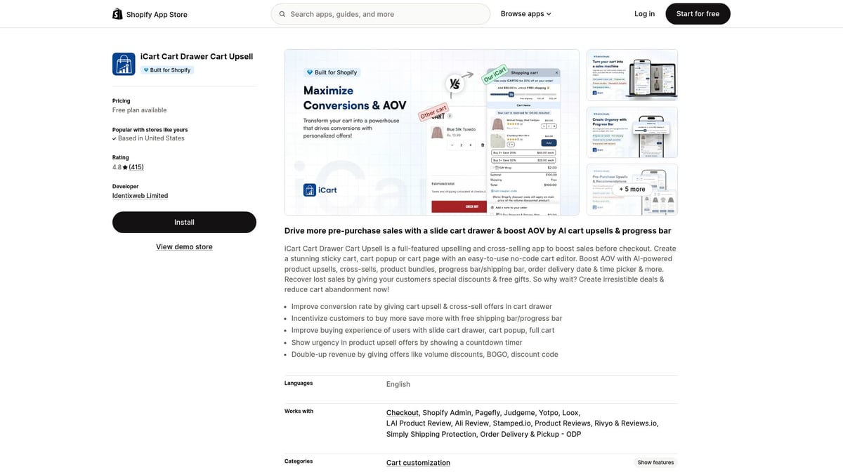 Top 12 Shopify Apps Every Store Needs in 2026 - iCart Cart Drawer Cart Upsell