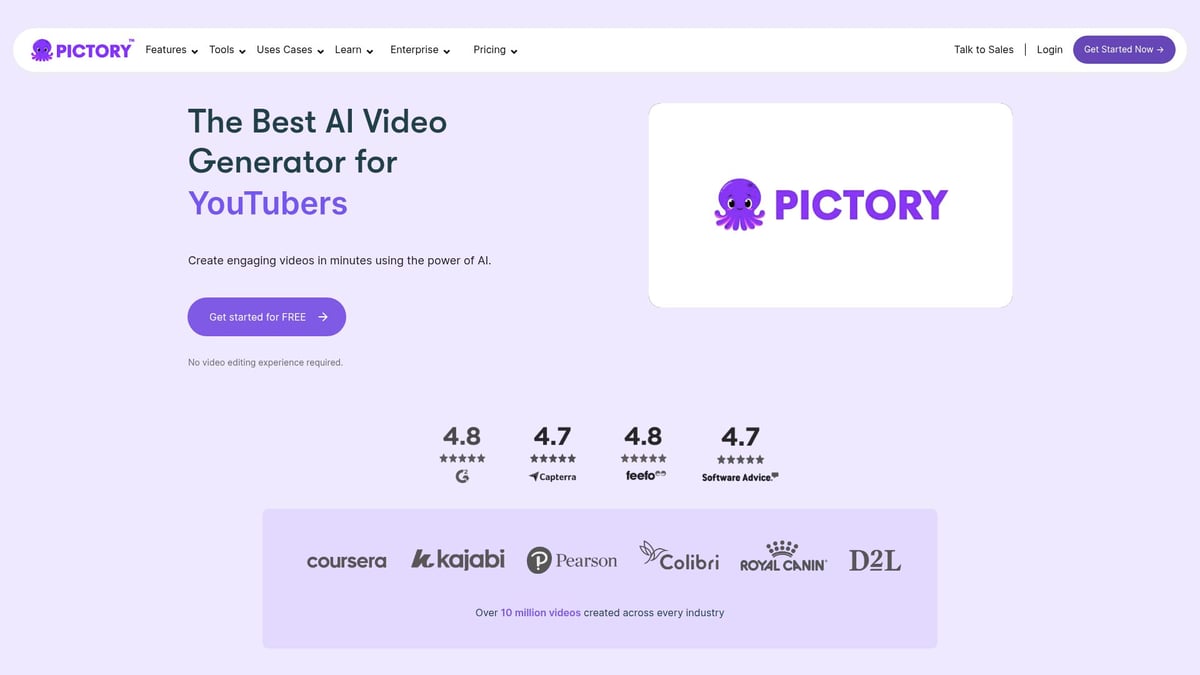 7 Migliori Servizi IA Più Economici Per Piccole Imprese 2025 10 7 Migliori Servizi IA Più Economici Per Piccole Imprese 2025 - Pictory