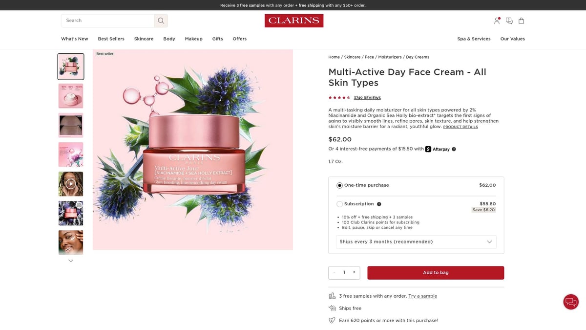 7 Best Normal Skin Day Cream Picks for Radiant Glow in 2026 - Clarins Multi-Active Day Face Cream - All Skin Types