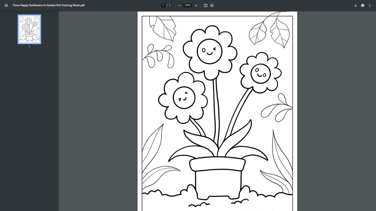 12 Best Printable Flower Coloring Pages for 2026 - Three Happy Sunflowers in Garden Pot – Monday Mandala