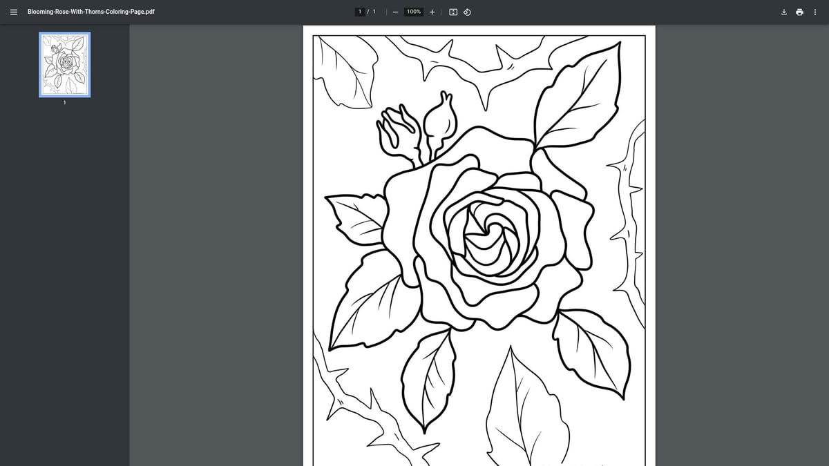 12 Best Printable Flower Coloring Pages for 2026 - Blooming Rose with Thorns – Monday Mandala