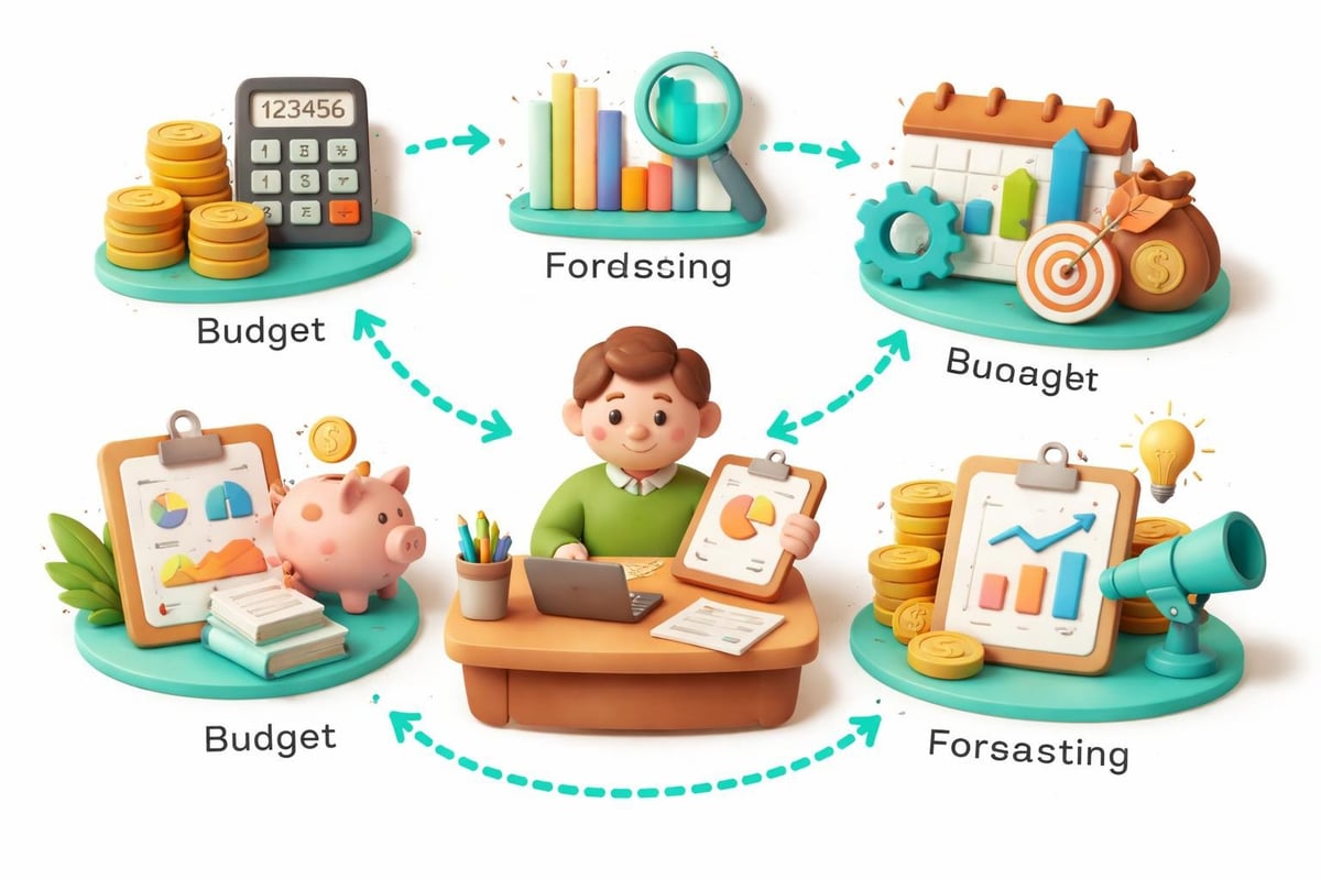 Financial analysis connecting revenue, costs, budgets, and decision-making