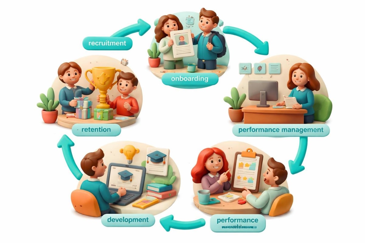 HR lifecycle from recruitment through development