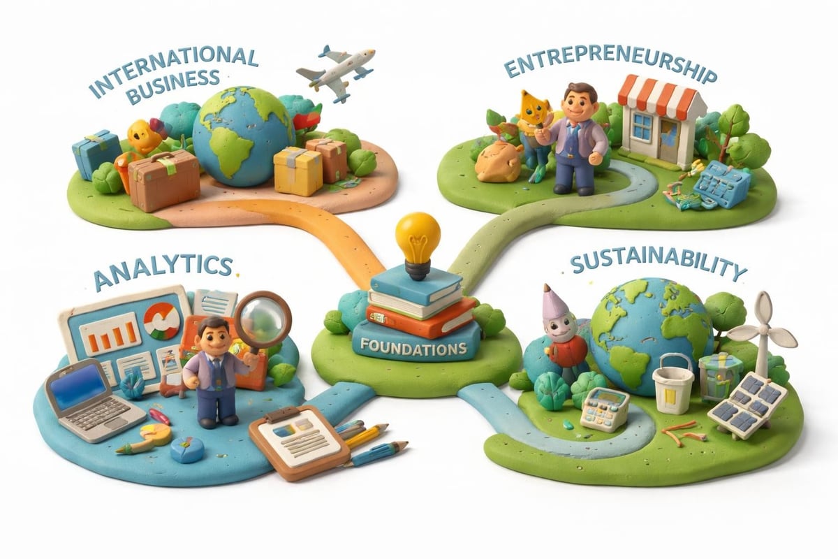 Business specialisations branching from core curriculum