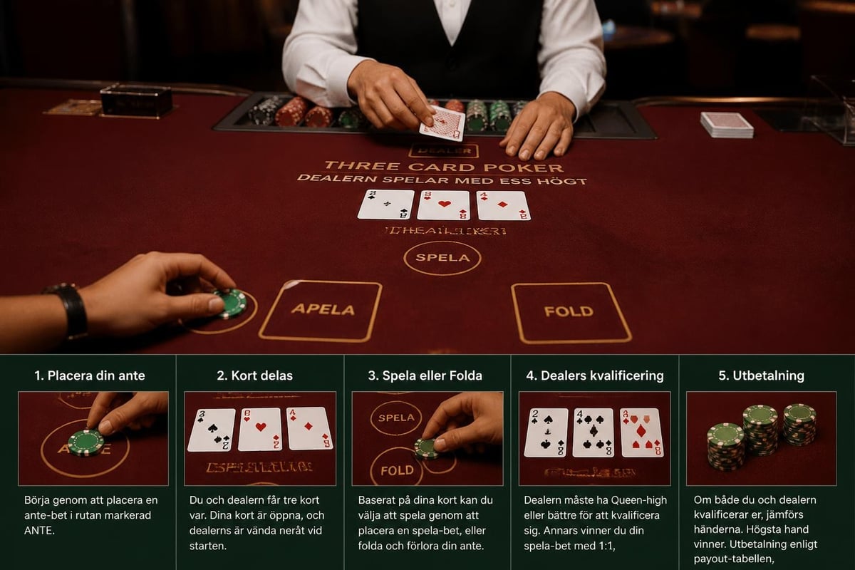 Casino 3: Guide till Three Card Poker och Spelautomater 2026 2 Three Card Poker game flow