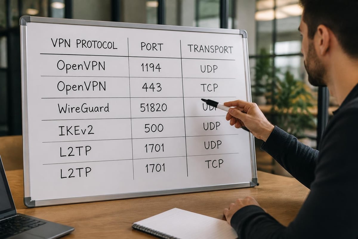 VPN protocols and their associated port numbers