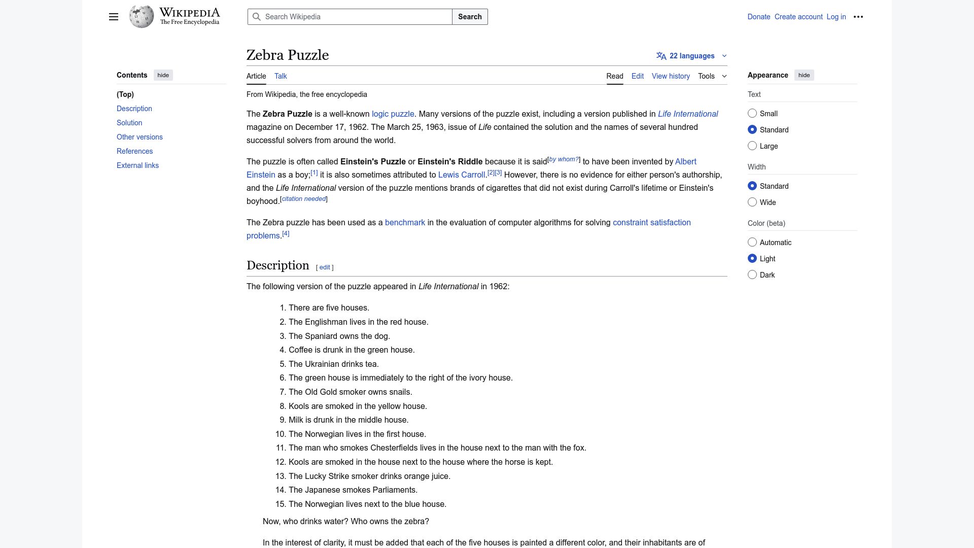 7 Best Logic Problem Puzzles to Challenge Your Mind in 2025 - Einstein’s Riddle (Zebra Puzzle)