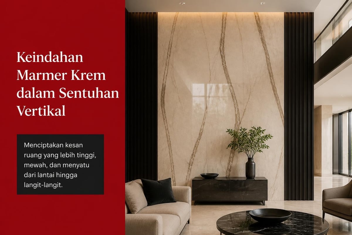 Aplikasi marmer cream vertikal