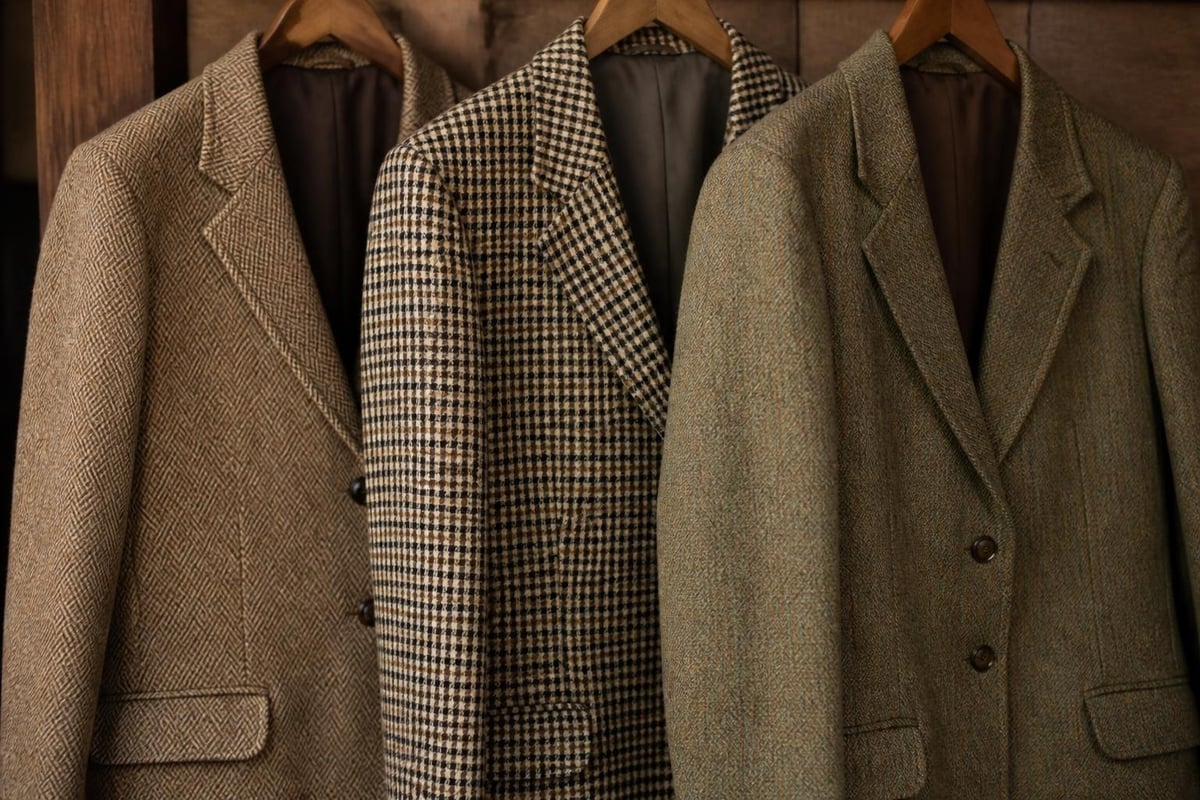 Traditional tweed weaves for equestrian jackets