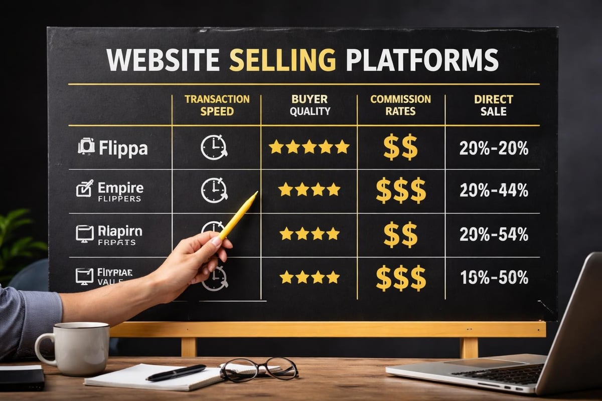 Marketplace comparison for selling websites