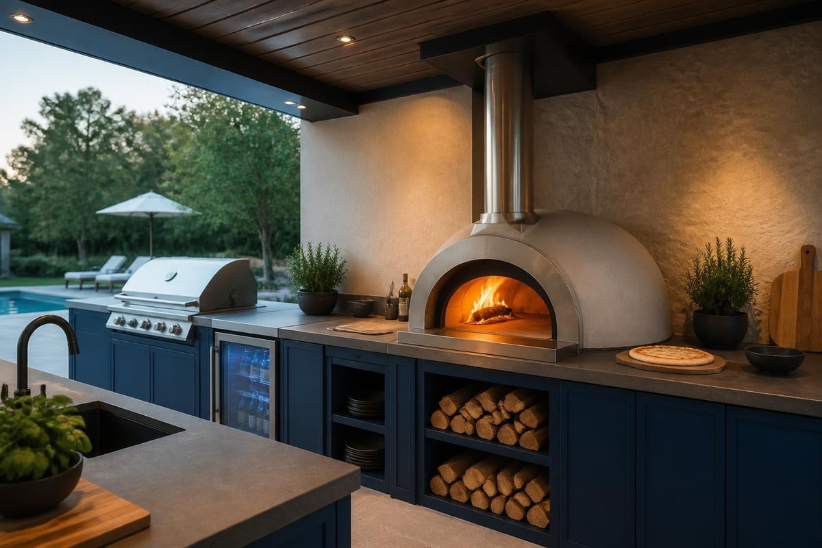 Outdoor kitchen oven placement