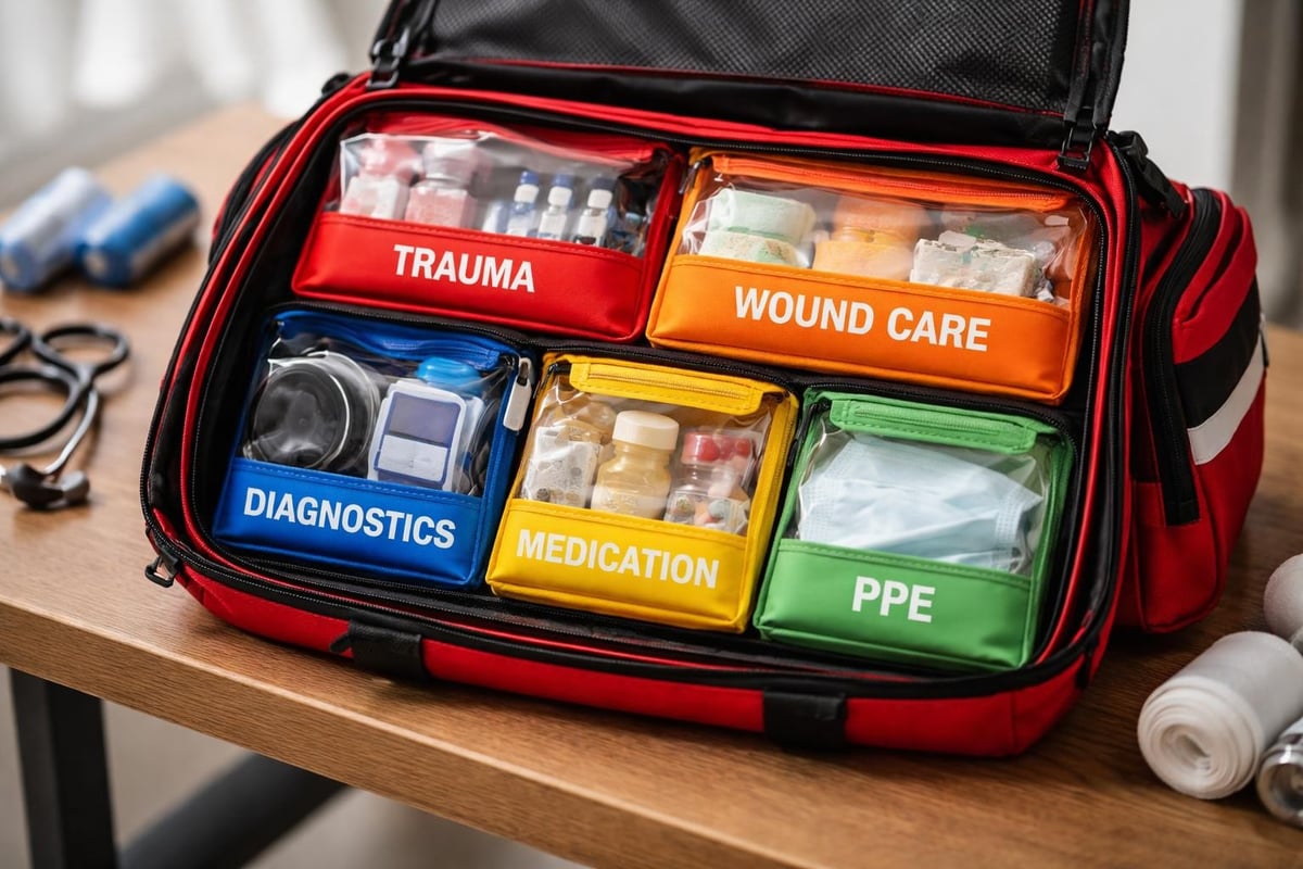 First aid bag organization system