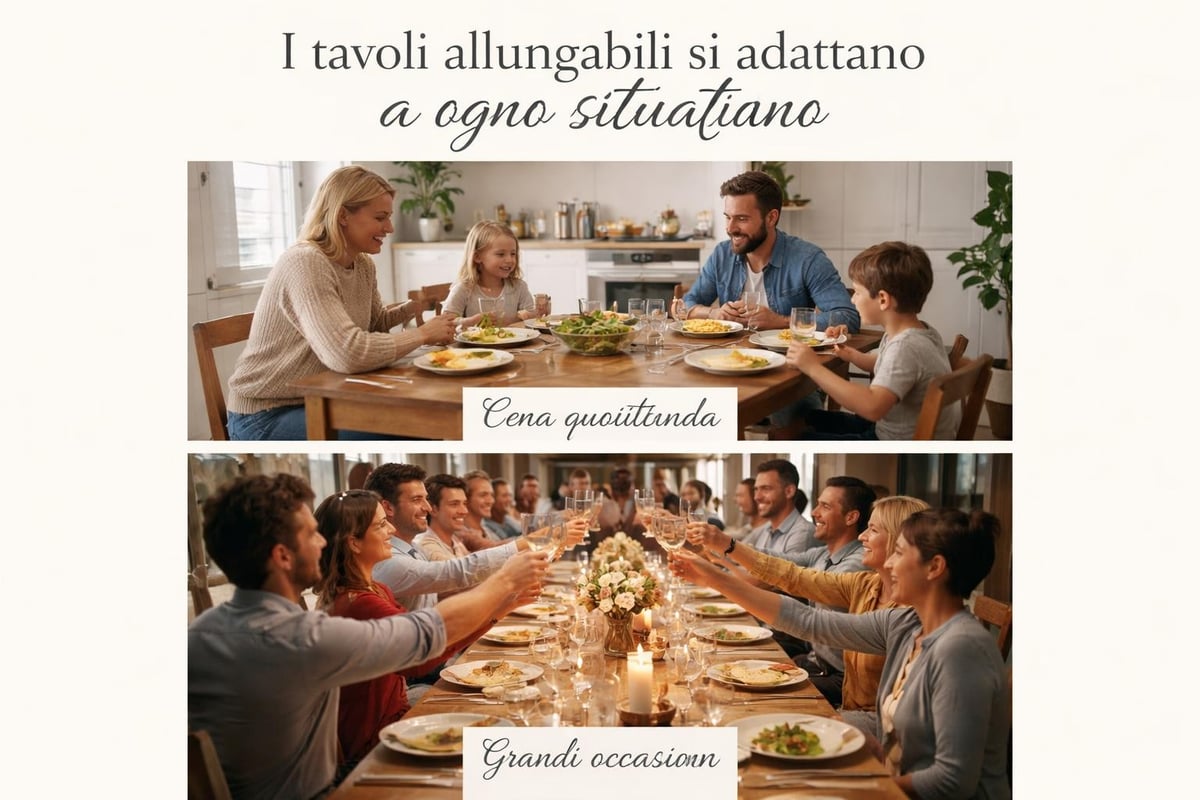 Flessibilità tavoli allungabili