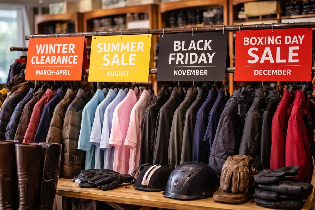 Strategic timeline of equestrian clothing sales