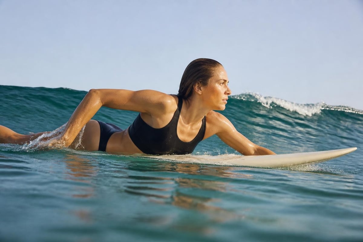 Surf crop top bikini in Bewegung