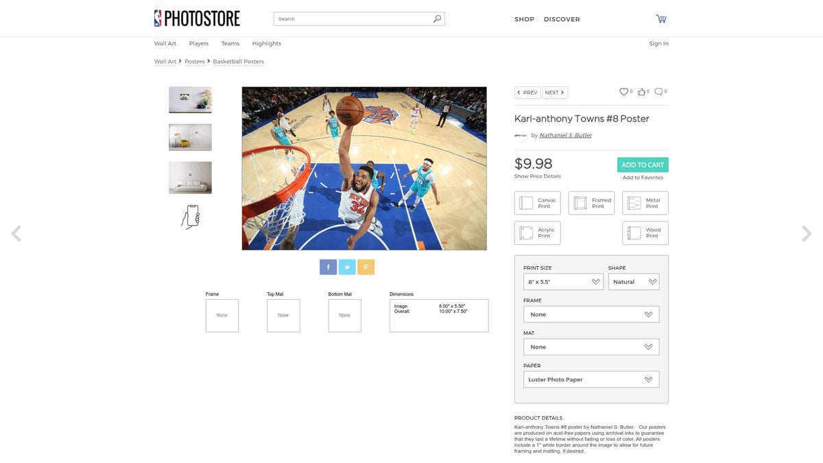 Top 10 Sports Posters to Elevate Your Space in 2025 - Karl-Anthony Towns #8 Poster