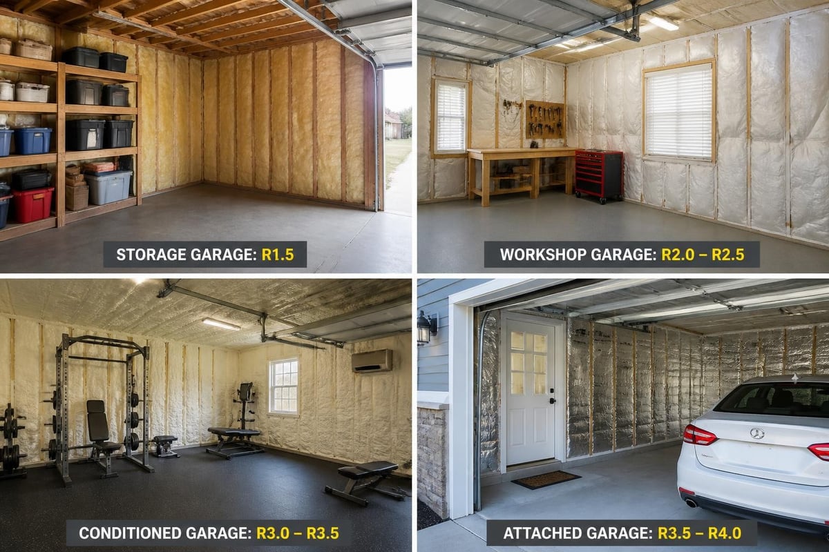 Garage insulation R-value selection