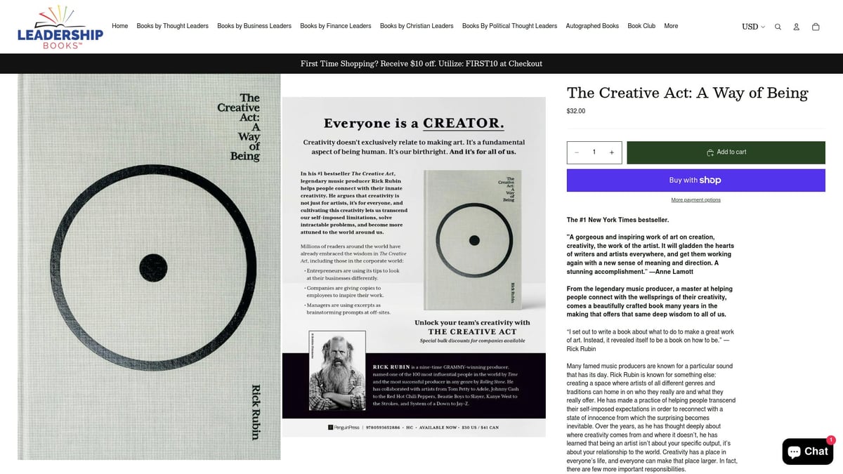 9 Essential Great Leadership Books to Read in 2026 - The Creative Act: A Way of Being by Rick Rubin