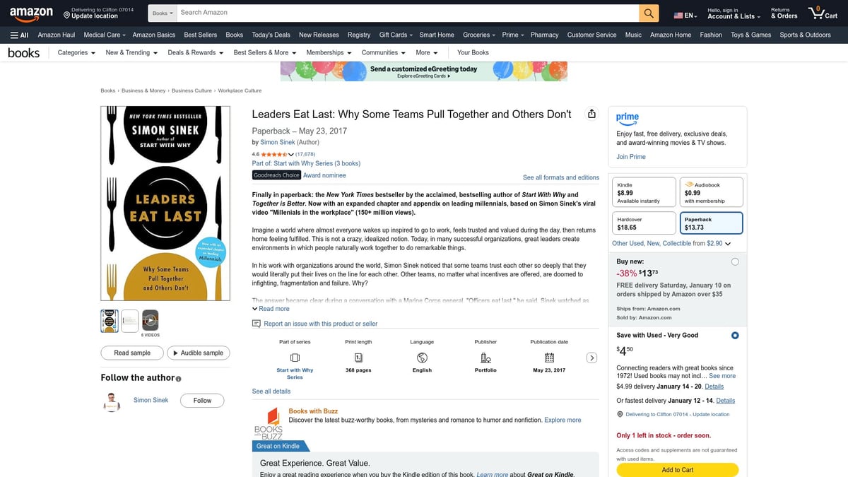 9 Essential Great Leadership Books to Read in 2026 - Leaders Eat Last by Simon Sinek