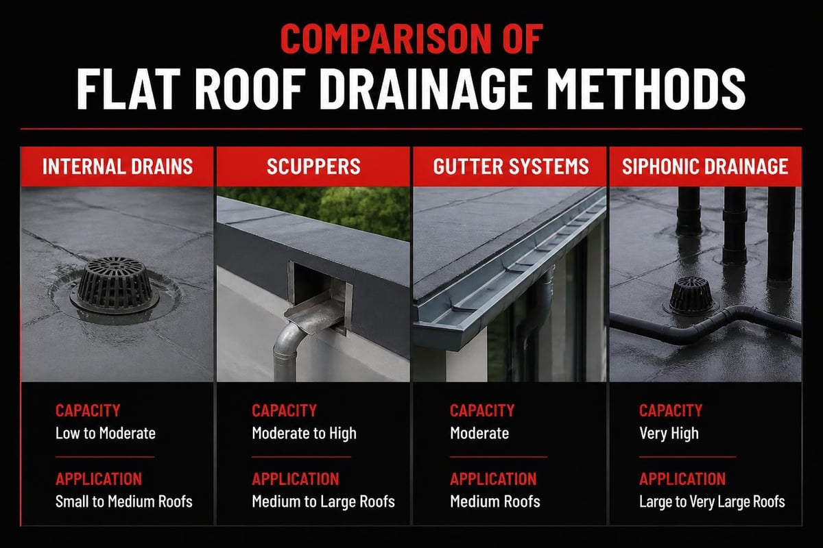 Flat roof drainage options