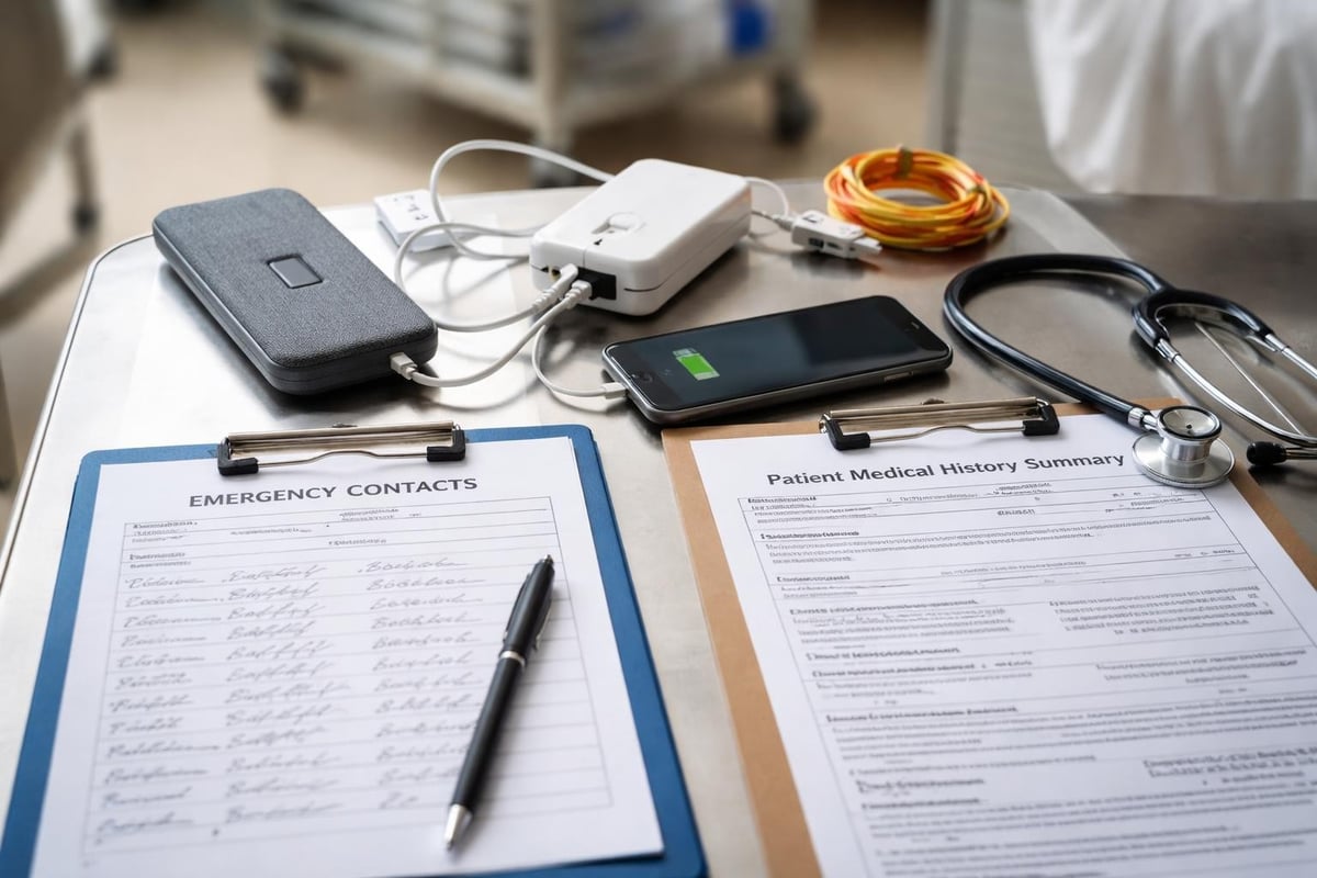 Hospital emergency bag communication tools