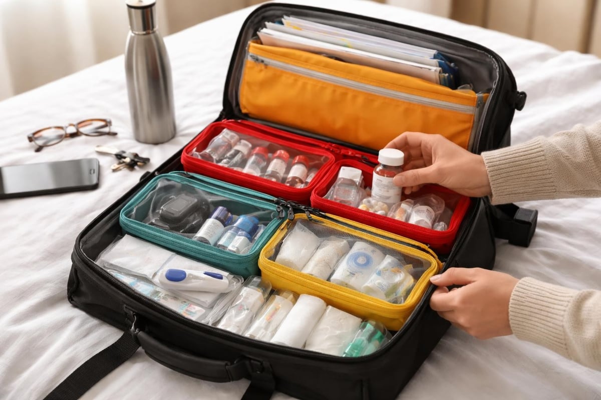 Emergency hospital bag organization system