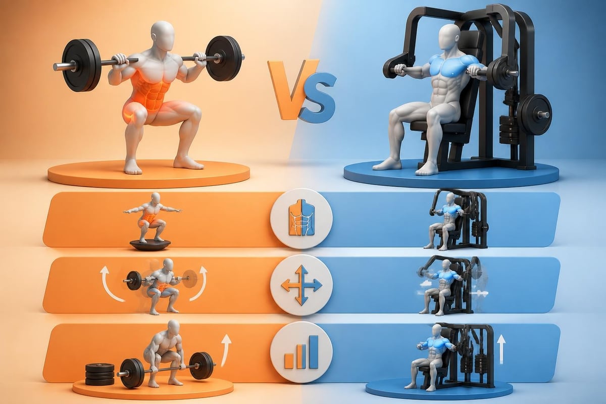Free weights compared to resistance machines