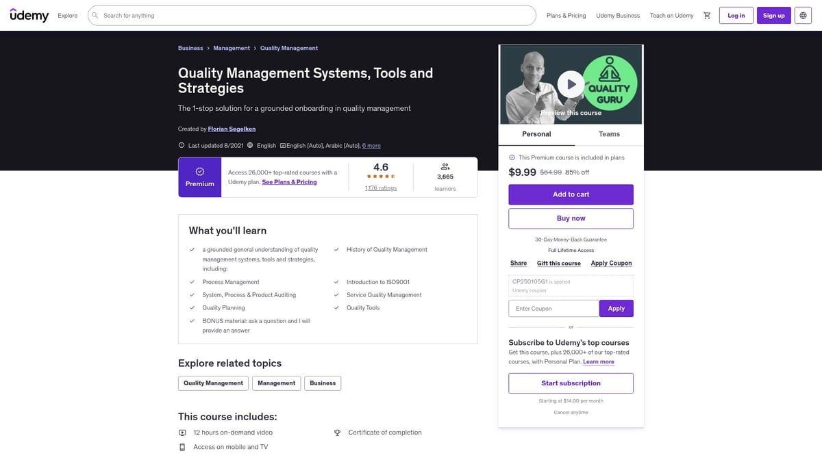 7 Best Quality Management Courses to Boost Your Career 2026 - Quality Management Systems, Tools and Strategies – Udemy