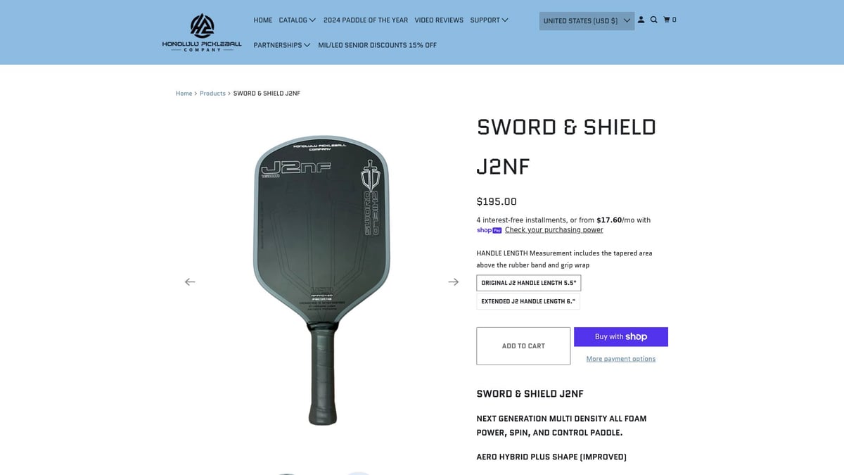 Pickleball Best: 7 Must-Have Gear Picks for 2026 - Honolulu Sword & Shield J2NF Paddle