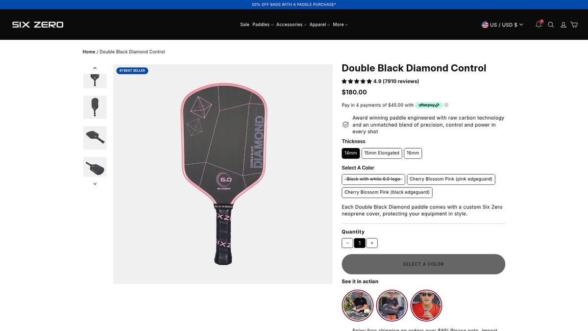 Pickleball Best: 7 Must-Have Gear Picks for 2026 - Six Zero Double Black Diamond Control Paddle