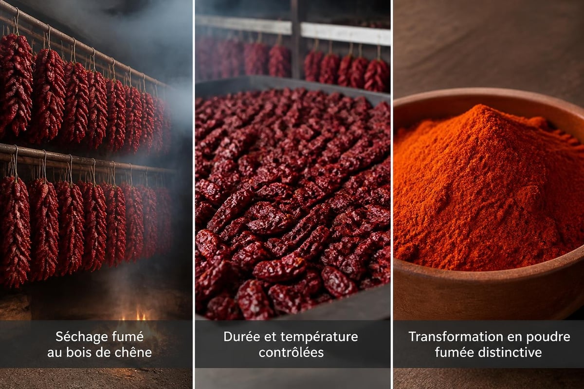 Processus de fumage traditionnel du pimentón