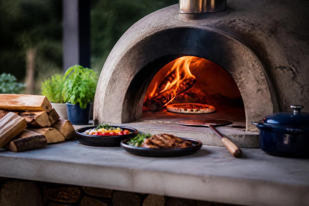 Wood-fired outdoor oven cooking process