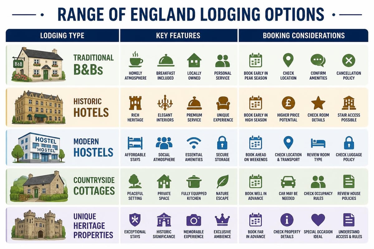 England accommodation types