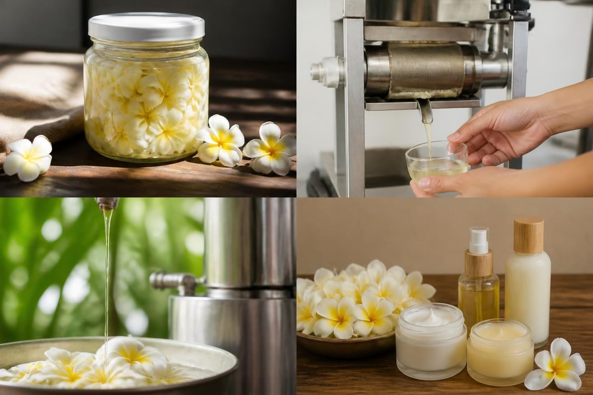 Traditional frangipani processing methods