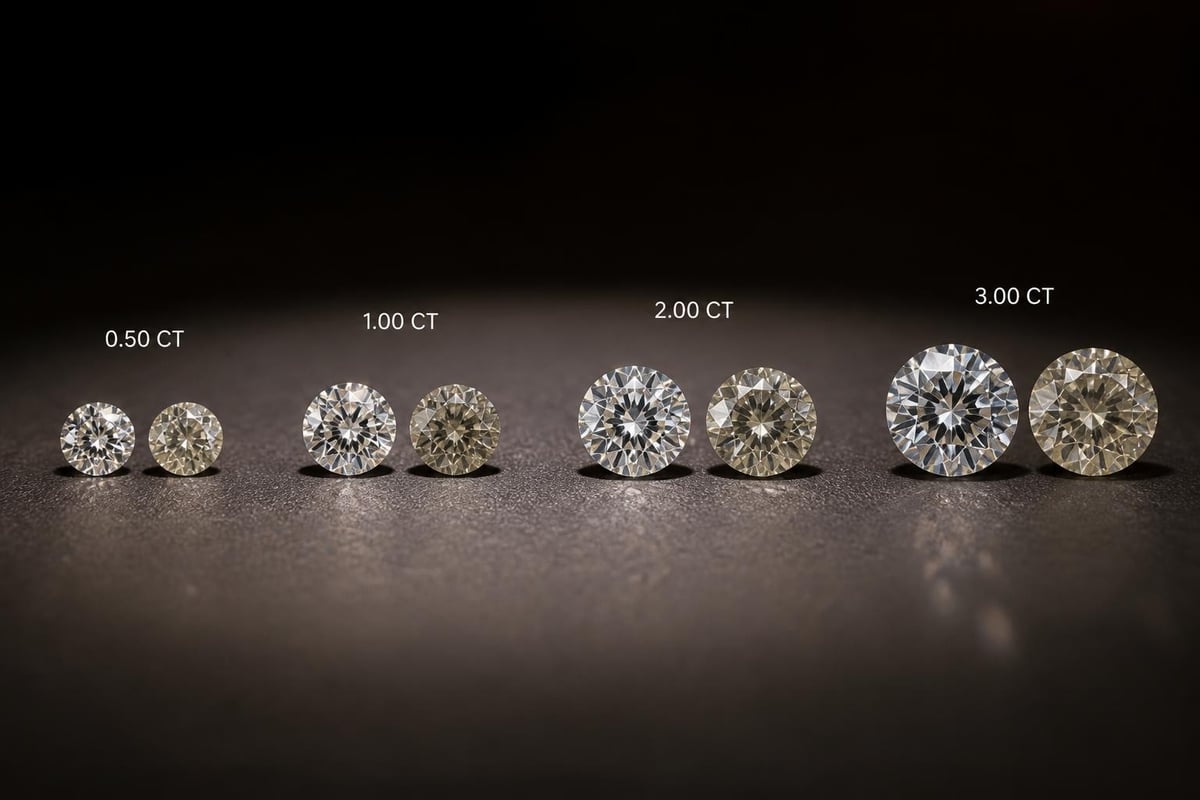 Diamond cut quality and visual size