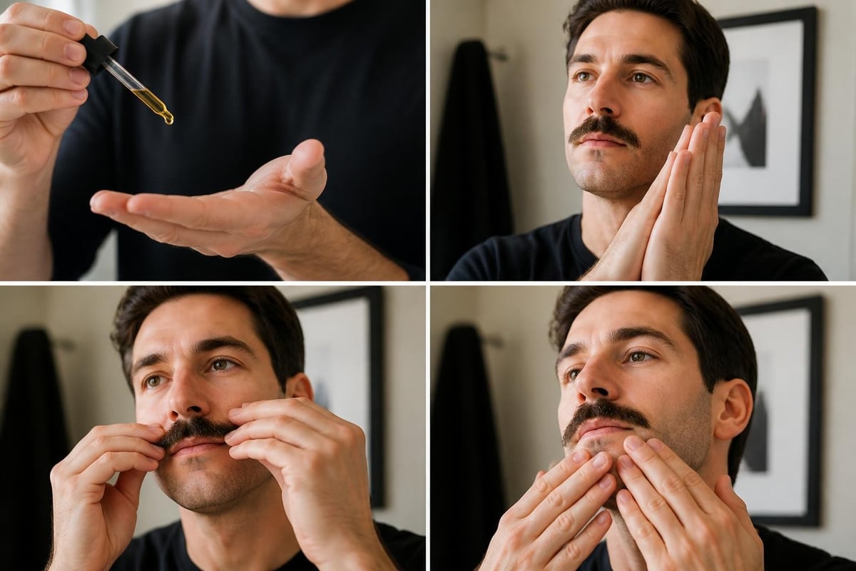 Mustache oil application technique