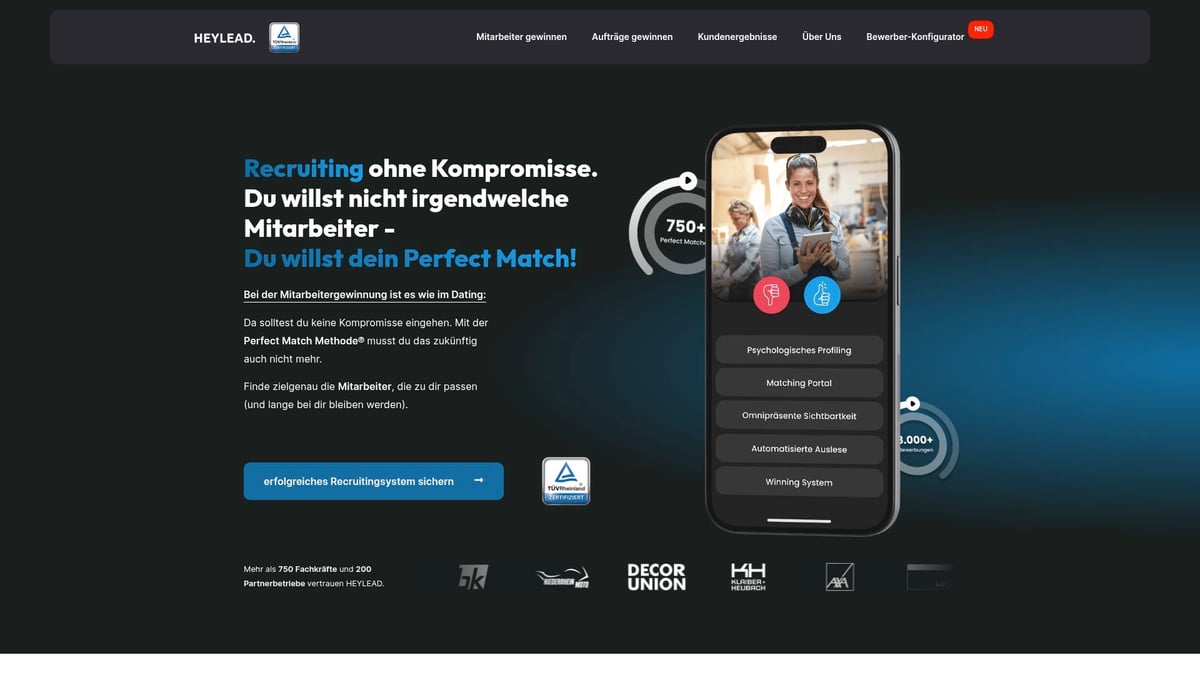 Personalvermittler Handwerk Zu Teuer: Der Praxis-Guide 2026 - HEYLEAD: Die Perfect Match Methode® als innovative Recruiting-Lösung