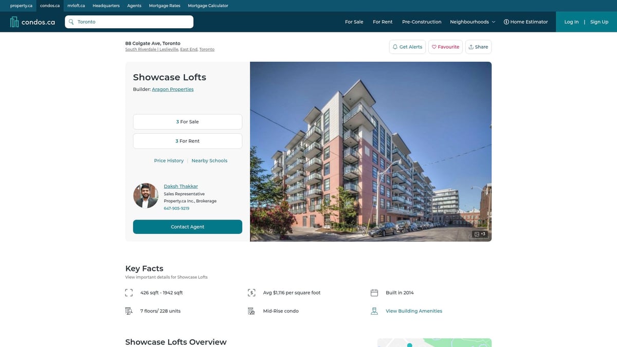 7 Best Leslieville Condos to Explore in 2025 - 3. Showcase Lofts – 88 Colgate Ave