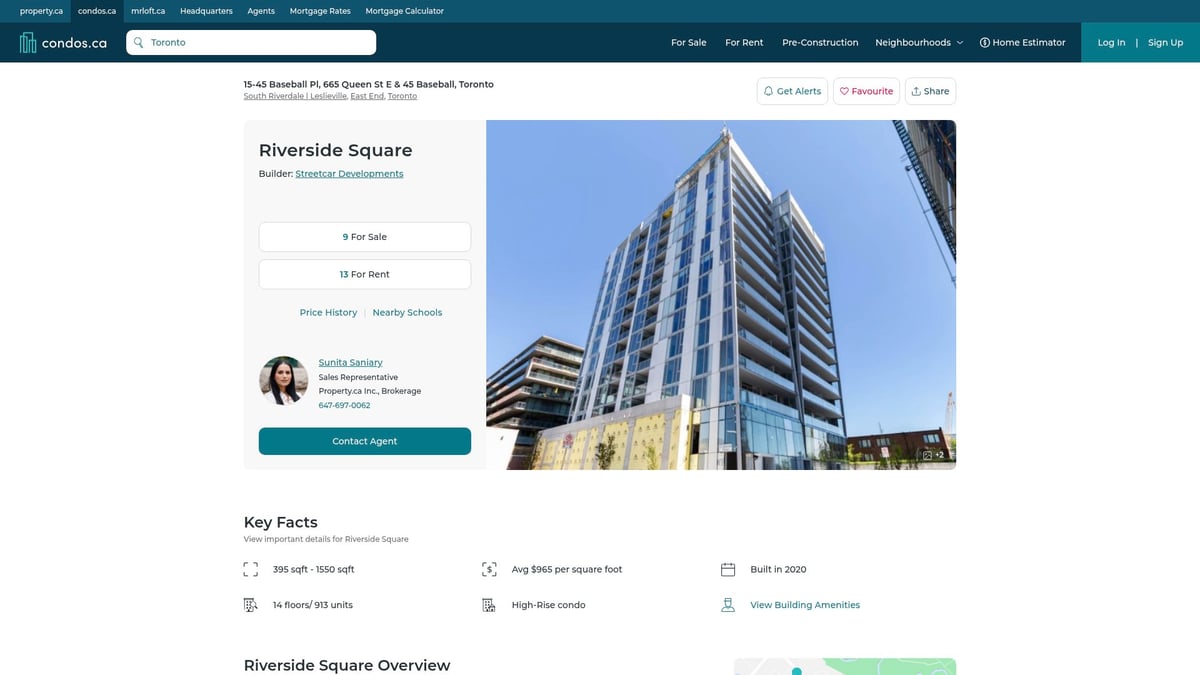 7 Best Leslieville Condos to Explore in 2025 - 4. Riverside Square – 15-45 Baseball Pl