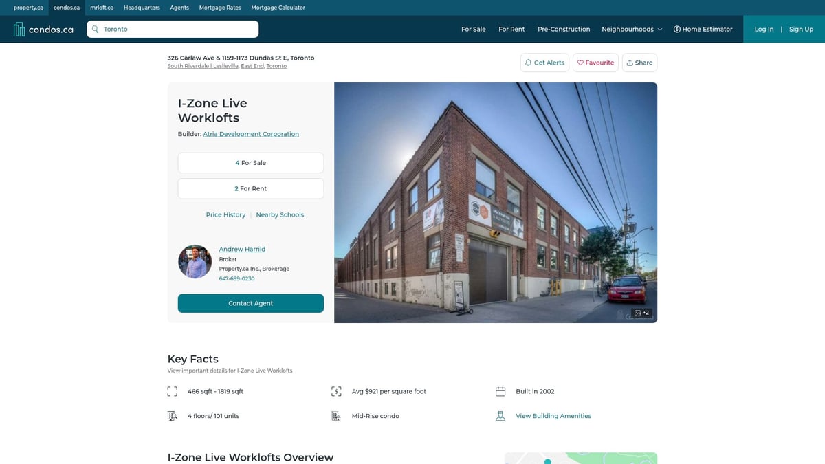 7 Best Leslieville Condos to Explore in 2025 - 7. I-Zone Live/Work Lofts – 326 Carlaw Ave