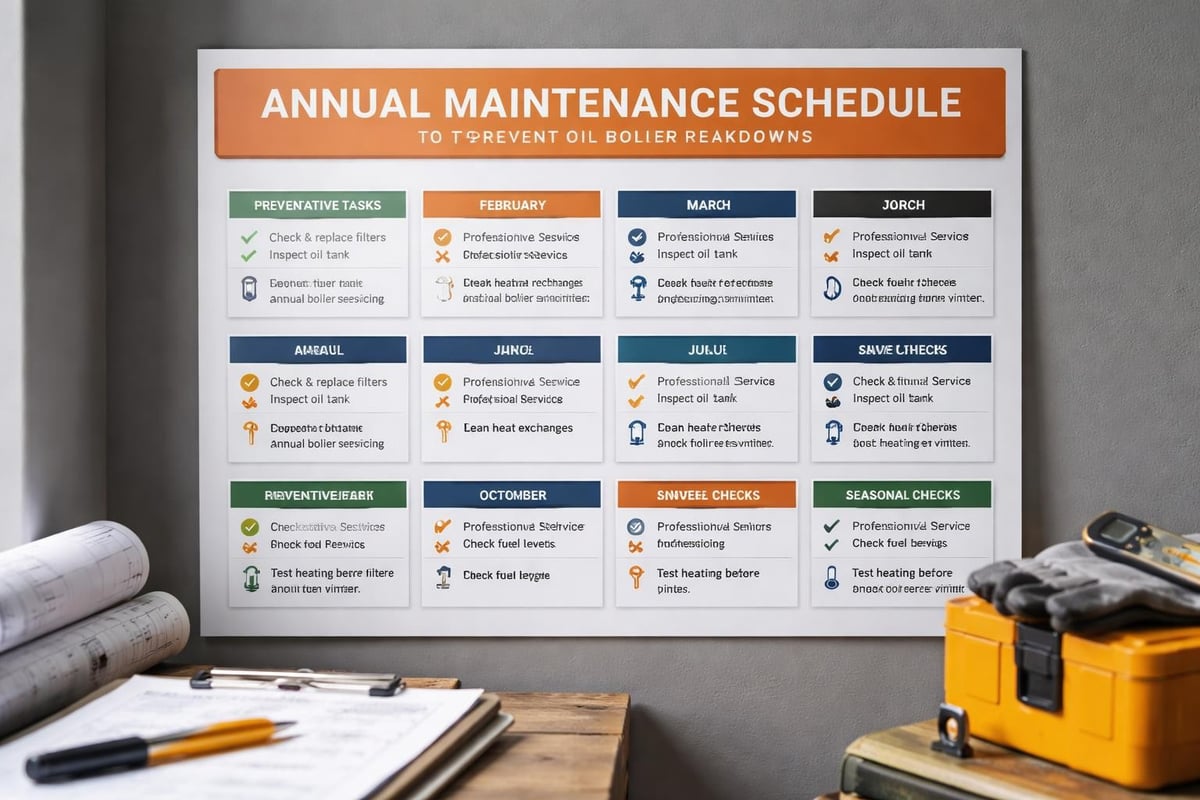 Seasonal oil boiler maintenance calendar