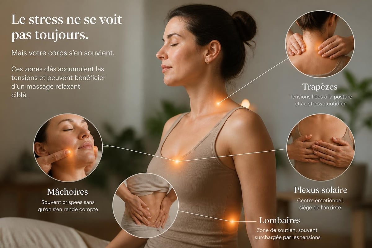 Zones corporelles réactives au massage relaxant