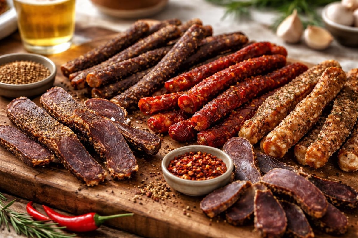 Variety of biltong types