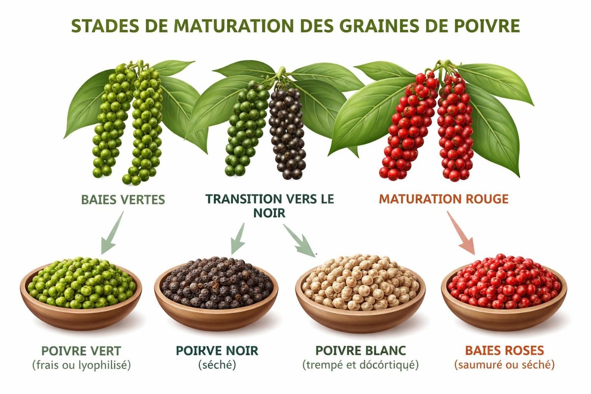 Cycle de maturation du poivre