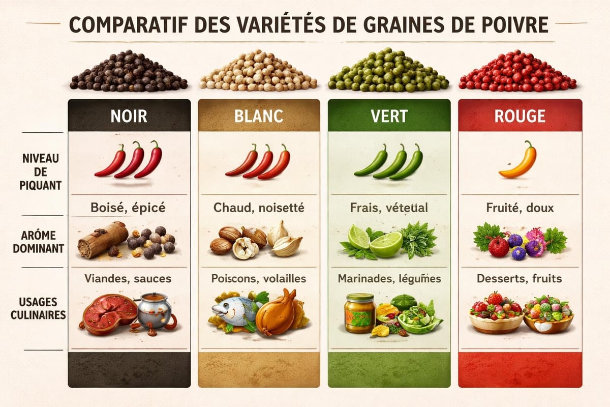 Comparaison des variétés de poivre