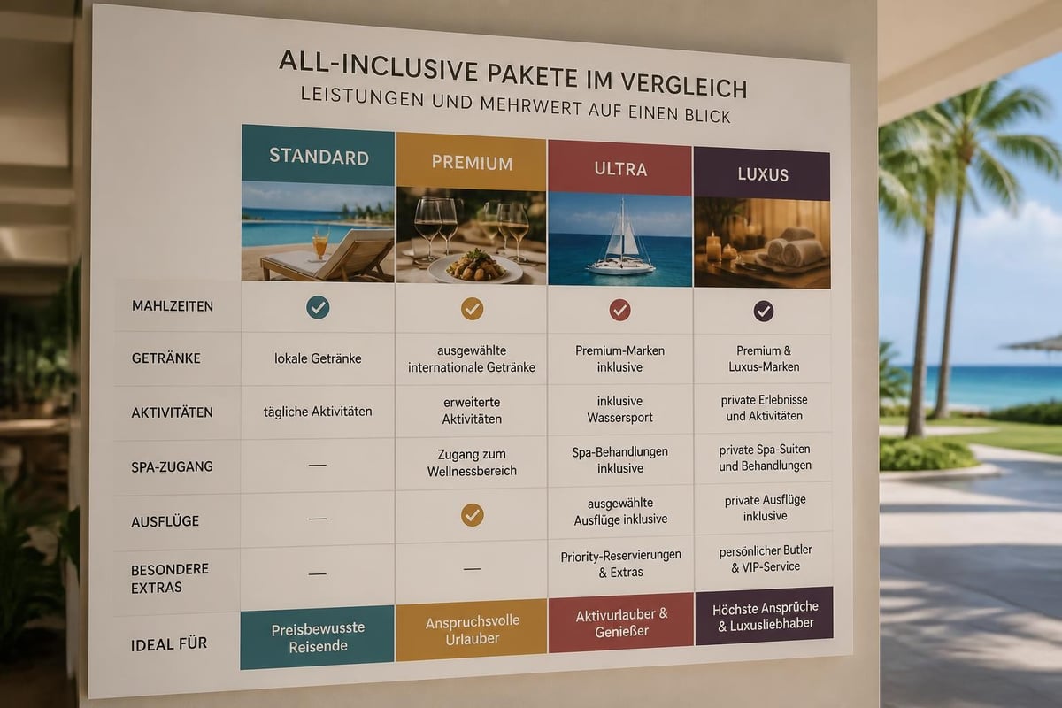 All-inclusive-Leistungen verschiedener Kategorien